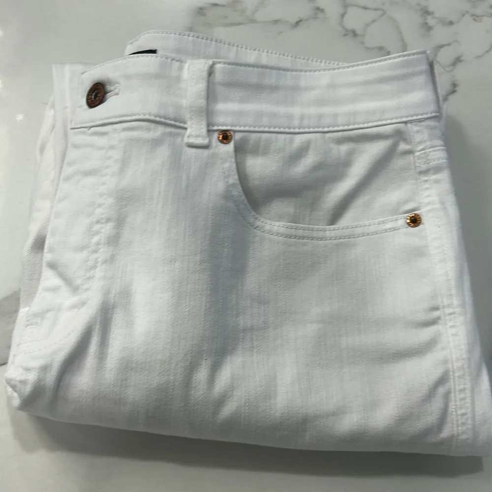 Talbots High Waist Straight Ankle White Jeans. Size 12 - Picture 12 of 14
